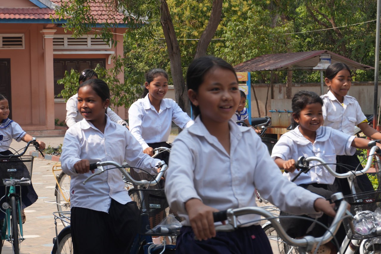 Sophy Primary School students with the Bicycle Support Program