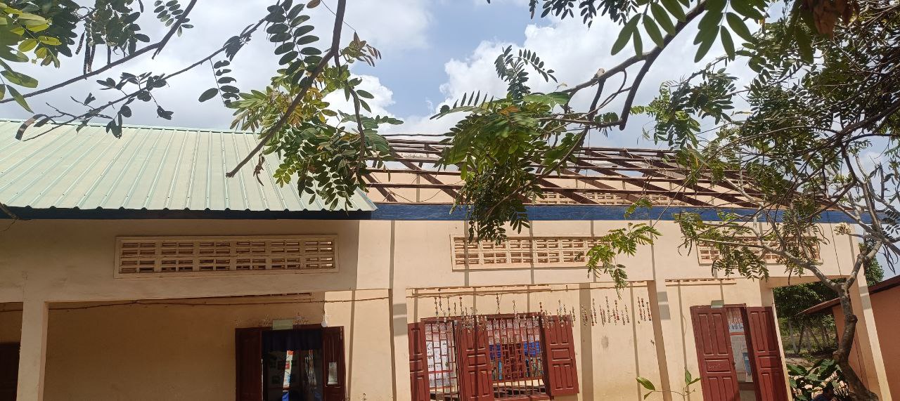 Construction work on the school roof