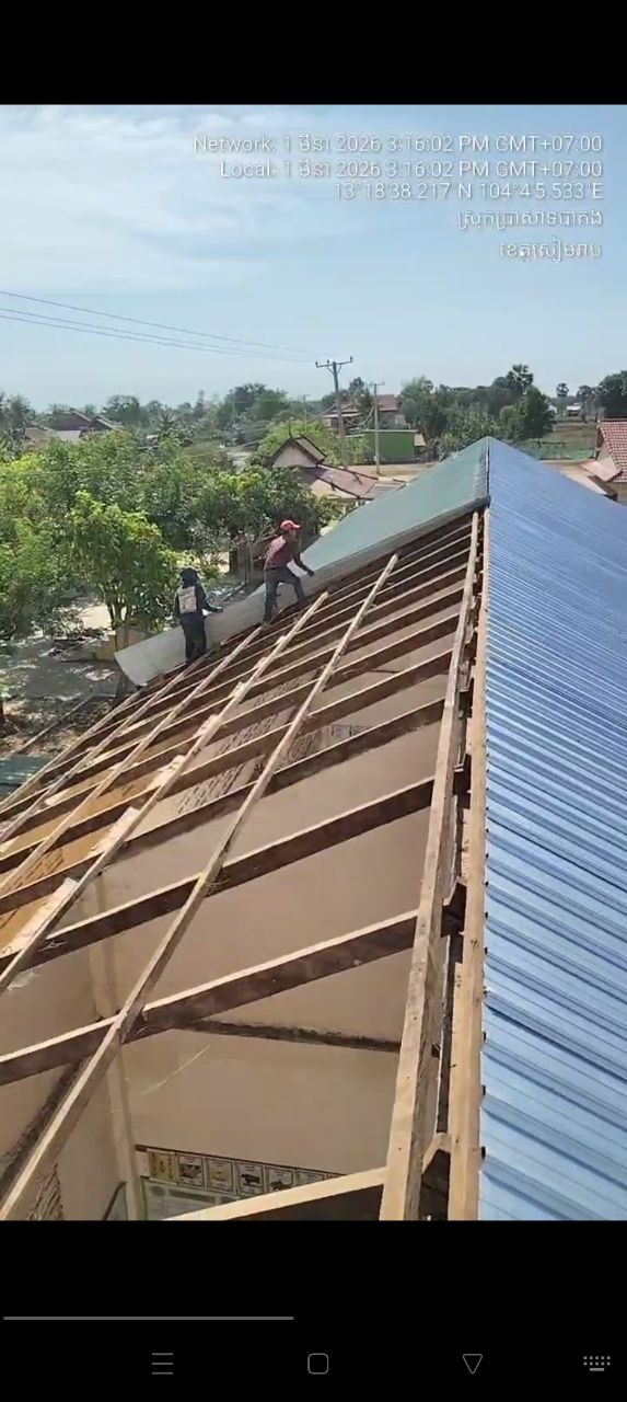 New roofing sheets being installed